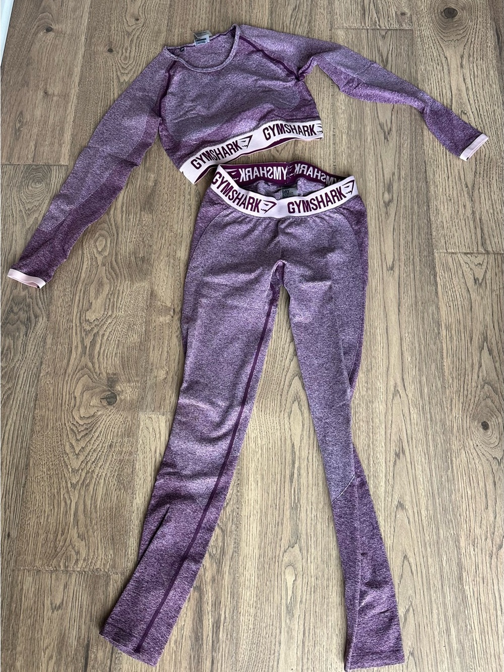 Gymshark purple Seamless Long Sleeve Crop Top & High-Waist Leggings Set